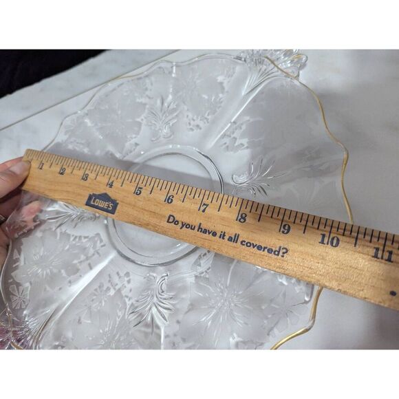 Fostoria Baroque MCM Etched Handle Cake Plate Serveware EUC - Picture 6 of 6